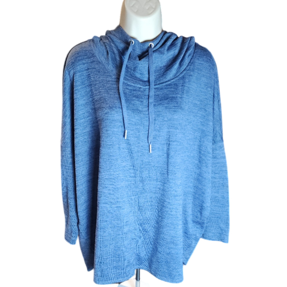 Calvin Klein Performance Womens 2X‎ Heathered Blue Pullover Hoodie Sweatshirt